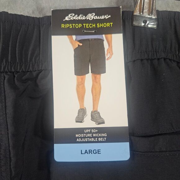 New L.L. Bean L Ripstop Tech Short Black Nylon Casual 8" Shorts UPF+ - Picture 5 of 7